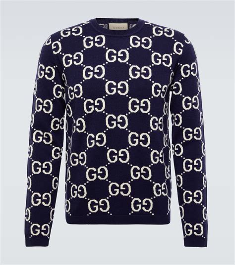 light wool sweater gucci with jacquard|GG wool jacquard sweater in blue and ivory .